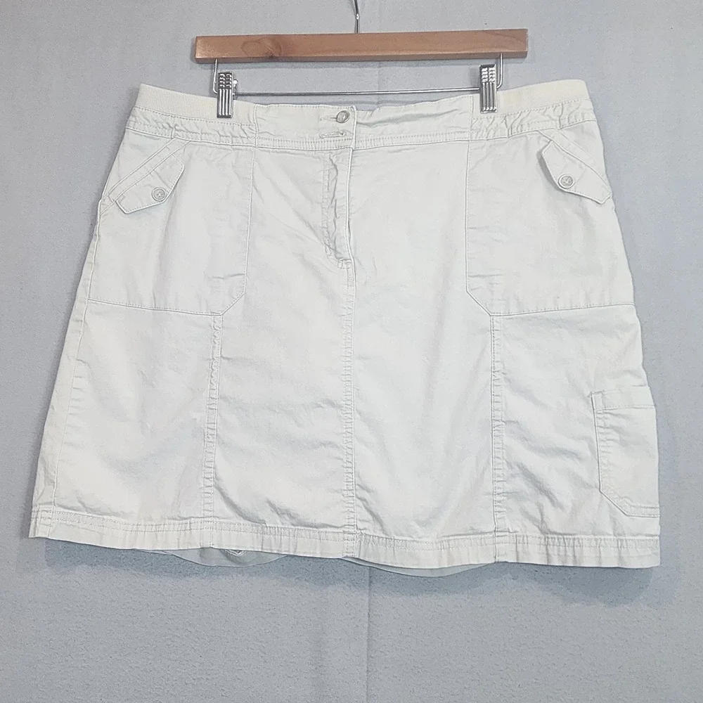 Karen Scott Skort Beige Cargo Utility Cotton Stretch Plus Size Women 16W